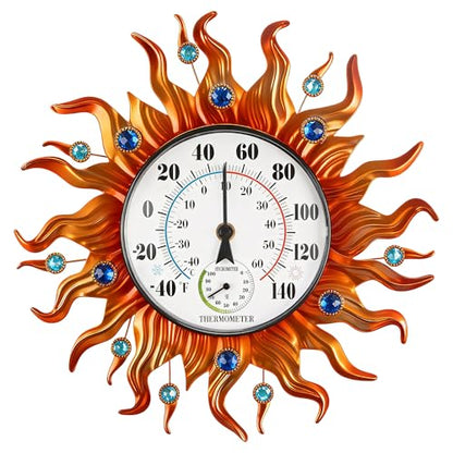 Outdoor Thermometer, Sun Wall Mounted Thermometer Waterproof Decorative