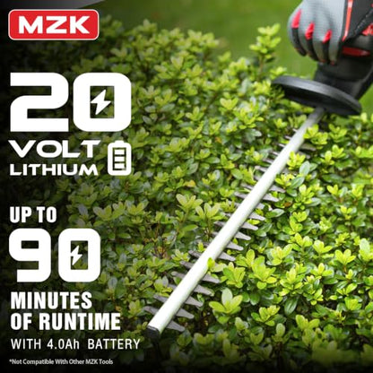 MZK 20V 22-Inch Cordless Hedge Trimmer with 2 x 4Ah Batteries - size: 22 inch