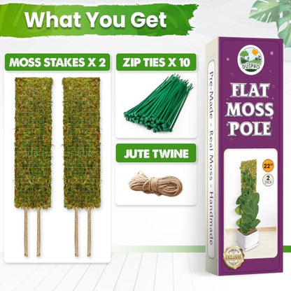 DUSPRO 2 Pack 22" Flat Mesh Moss Poles, Pre-Made & Easy to Set Up - color: Flat Moss Pole
