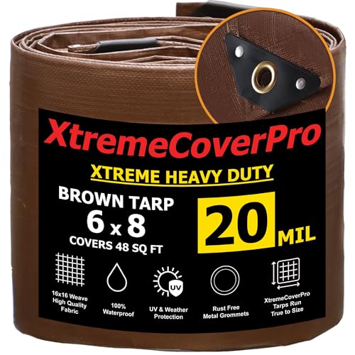 6' x 8' - 20mil Brown Tarp Heavy Duty Waterproof UV Protection 6x8 ft - color: Brown, size: 6'x8'