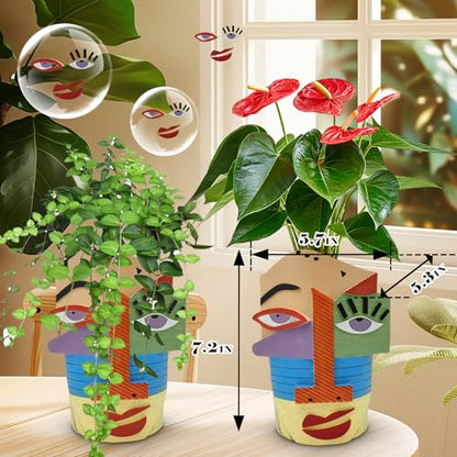 Midogaigai Abstract Face Planter Pots for Indoor Plants&Flowers Home Decor - style: Eclectic