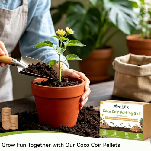 ZeeDix 55 Pack 30mm Organic Coco Coir Pellets Seed Starter Soil - size: 30mm-55pack