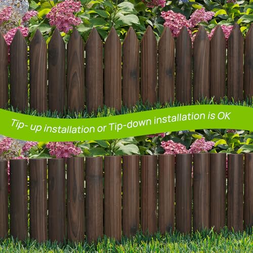 Wood Garden Edging Border Landscape Edging Wooden Garden Fence (1PACK 4FT) - size: Double-Ended