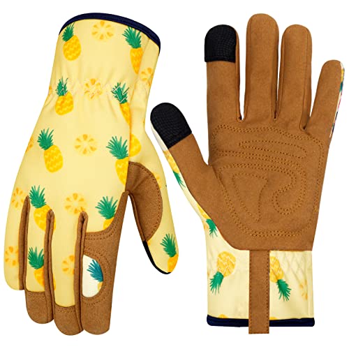 Leather Gardening Gloves for Women Thorn Proof Garden Gloves Touch Screen Working Gloves Gifts,M - color: Colorg