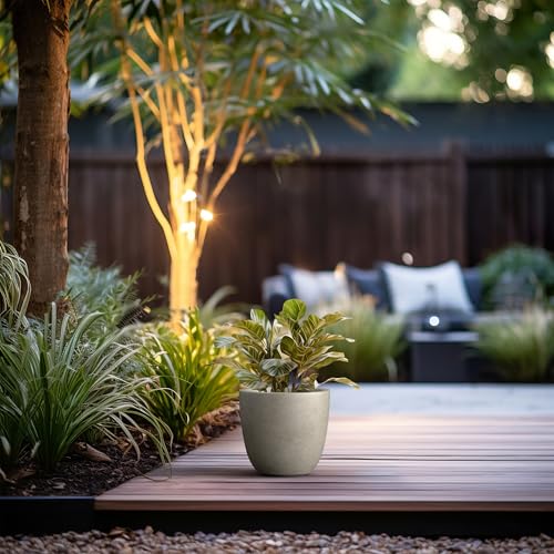 Kante Small Round Bowl Weathered Concrete Planter 10" Dia, Outdoor - color: Buff Concrete, size: 10"d