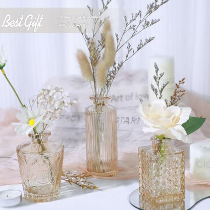 TBWIND 24pcs Amber Glass Bud Vases Set - color: Amber-24pcs, size: 24Pcs