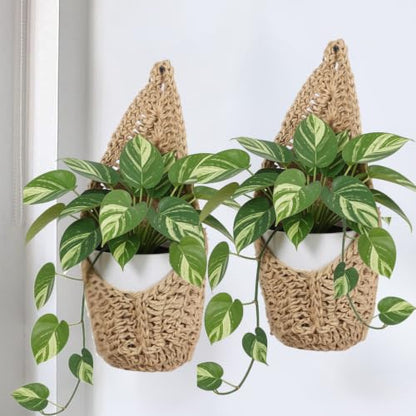2 Pack Macrame Wall Plant Hanger for 6 inch, Wall Plant Basket - size: Large