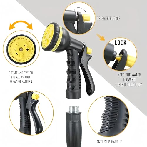 Garden Hose 50ft Triple TPE (Lightweight Kink-Free) 8-Function Nozzle | Ideal for Lawn, Car Wash & Camping