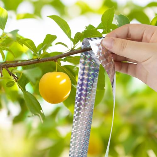 2 Roll Bird Scare Tape Ribbon Reflective Ribbon to Keep Birds Away from Garden Double Sided Holographic Birds Scare Tapes 328 Ft Bird Flash Tape Deterrent Tapes Outdoor Pigeon Woodpecker Repellent