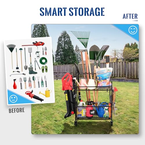 Mythinglogic Rolling Garden Tool Organizer for Garage, Yard and Lawn Tools - size: Deluxe Tower