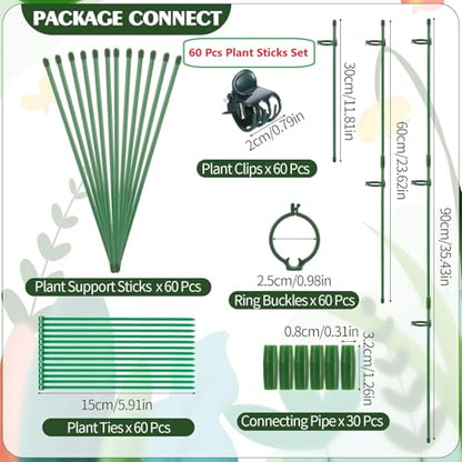 30 Pcs 12 in Adjustable Plant Sticks Green