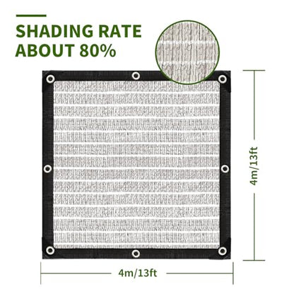 Shade Cloth-Thickened and Encrypted 80% Aluminum Shade Cloth for Greenhouse Balcony Garden,Outdoor Pergola,Lawn,Cars.Easy Hanging with Edges and Holes,Silver Heat Reflective Tarp - size: 12ft×12ft