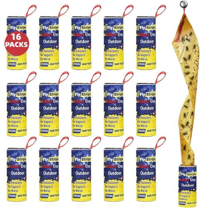 16 Pcs Fly Trap Strips Indoor Outdoor, Fruit Fly Paper Tape Sticky with Pin - size: 16 pack