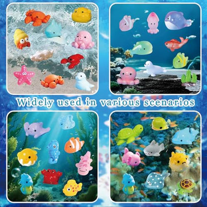 45 Pcs Mixed Mini Resin Sea Animals, Marine Figurines with No Duplicates