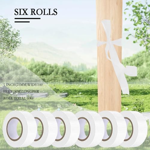 6 Pack White Flagging Tape, Non-Adhesive Plastic Ribbon Neon Marking Roll - color: White