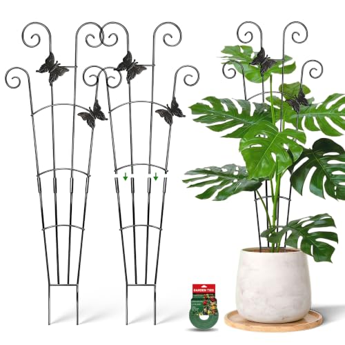 Coomin 32.6in Monstera Plant Support with Two Butterflies, 2P - size: 32.6in butterflies,2p