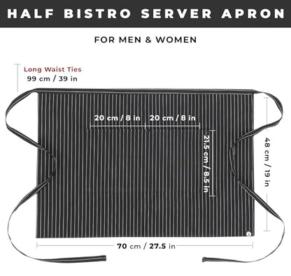 Chef Works Unisex Half Bistro Server Apron - color: Black/White, 1 Pack