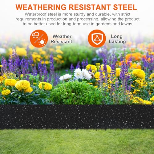 6 Pack Metal Edging for Landscaping, 41" L × 9" H Garden Edging - color: Black, size: 9.4 Inch