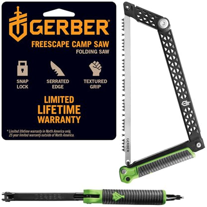 Gerber Freescape Camp Saw Folding Hand Saw for Backpacking Hiking Camping Pruning and Bushcraft, 12" Blade