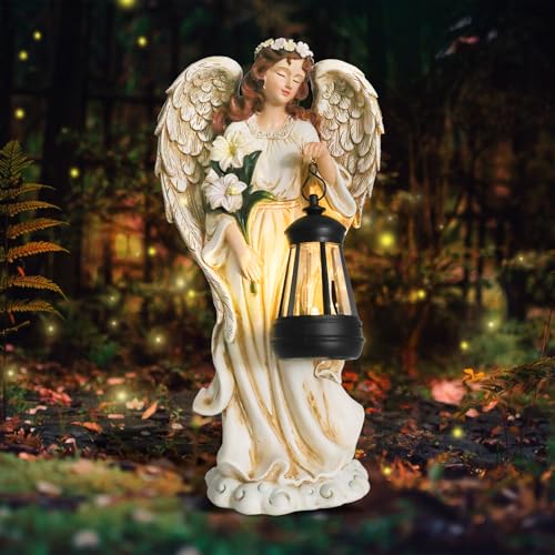Garden Angel Statue, Solar Garden Angel Statues for Outside with Lantern - color: Lantern
