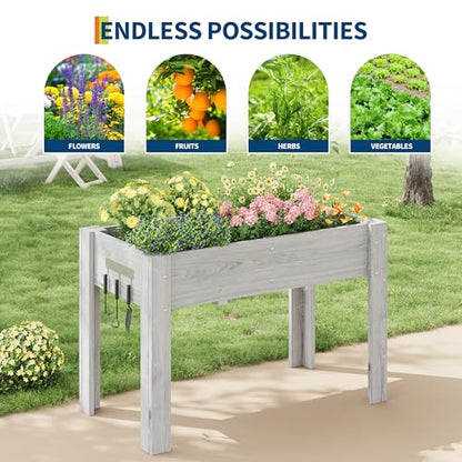 Garvee 48x24x30IN Wooden Raised Garden Bed with Legs - color: Gray, size: 48*24*30 in