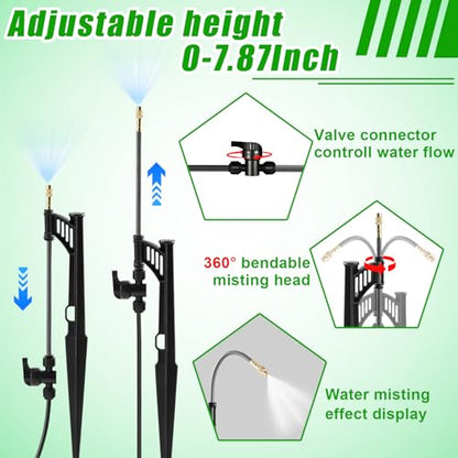 15 Sets 360° Adjustable Irrigation Misting Heads with Stake - size: 15 Sets Misting Heads with Stake