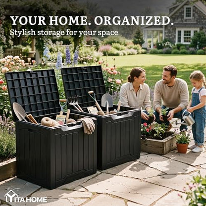 YITAHOME 31 Gallon Deck Boxes Set of 2 - color: Black & Silver, size: 31 Gallon 2pcs