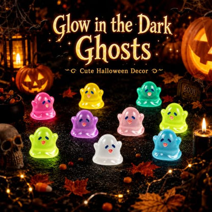 108 Pcs Halloween Luminous Mini Resin Ghost Figurines - color: Halloween-108pc