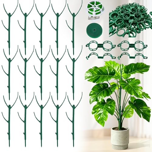 15Pack Adjustable Plant Support Pole,Garden Stakes for Climing Stackable (15)