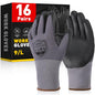 FURWEY Work Gloves, 16/32Pairs Nitrile, Seamless Nylon Knit - color: Black Gray, size: X-Large