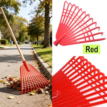 Markeny 2Pack Garden Leaf Rake Garden Rake Replacement,12 Plastic Tines Quick Clean Up of Lawn and Yard, Red