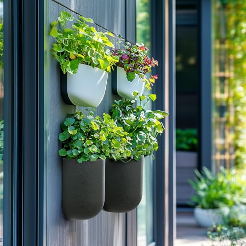 LA Jolie Muse Wall Planters for Indoor Plants, Hanging Flower Pots, 2 Pack - color: Concrete Gray