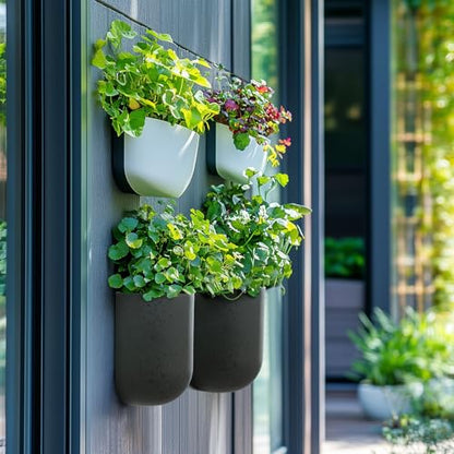 LA Jolie Muse Wall Planters for Indoor Plants, Hanging Flower Pots, 2 Pack - color: Concrete Gray