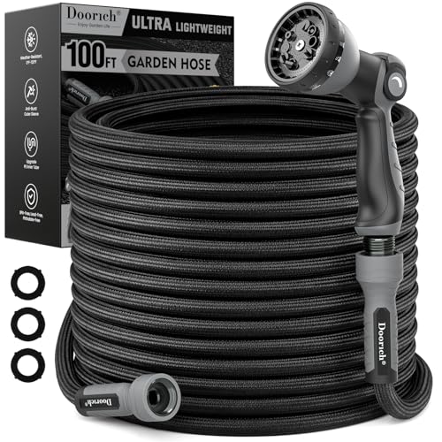 Garden Hose, 100FT Ultra Lightweight Water Hose with Spray Nozzle - size: 100FT HDPE