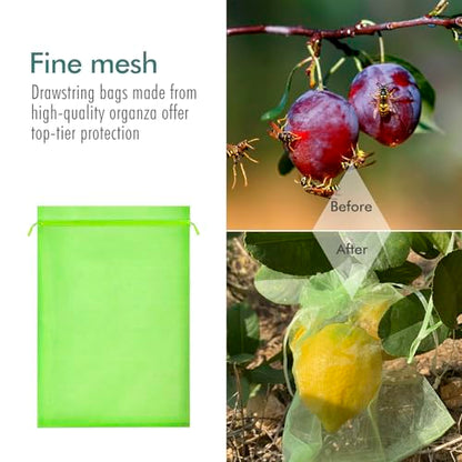 Fruit Protection Bags, Fetanten 8x12 in Mesh Drawstring Bag for Fruit Trees - size: 8 x 12 Inch 80pcs