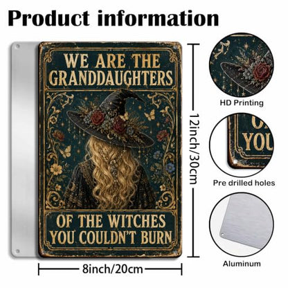 Halloween Metal Art Sign Granddaughters of Witches Wall Decor - color: 03A