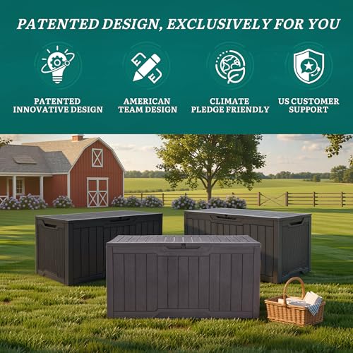 YITAHOME 100 Gallon Resin Deck Box - color: Black, size: 100 Gallon Standard