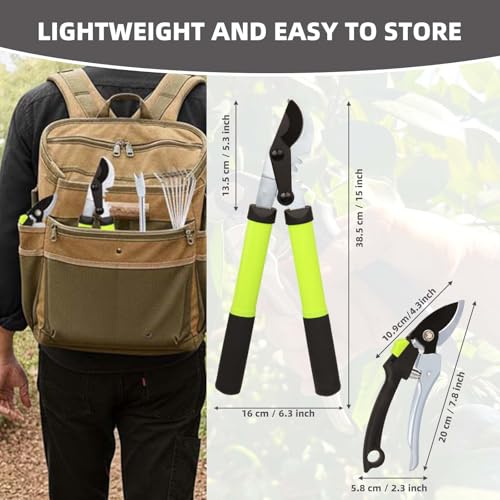 YRTSH Garden Shears Set, 2-Piece Pruning Loppers & Pruners with Gear System