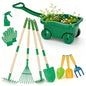 10pcs Kids Gardening Tools Set - Wheelbarrow Set for Kids3-8 - color: Light green