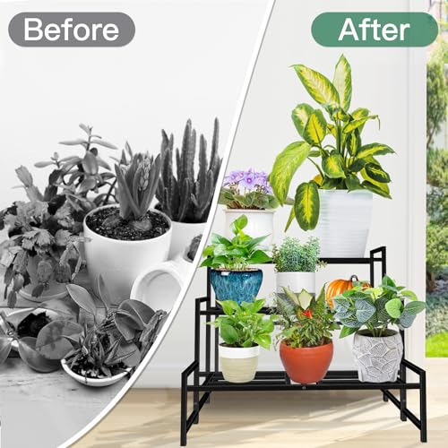Plant Stand Indoor Outdoor, 3-Tier Stackable Wrought Iron Plant Stands - size: 24''