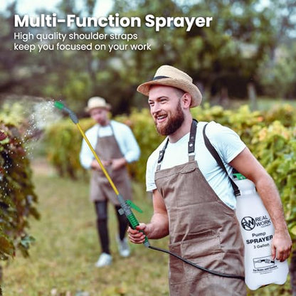 REALWORK 3-Gallon Handheld Tank Sprayer with Carry Handle and Shoulder Strap for Pests & Weeds, Watering Garden, and Spraying Plants, in Translucent White - size: 3 gallon
