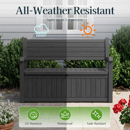 Outdoor Bench, Waterproof Garden Storage Bench, 110 Gallon Deck Box