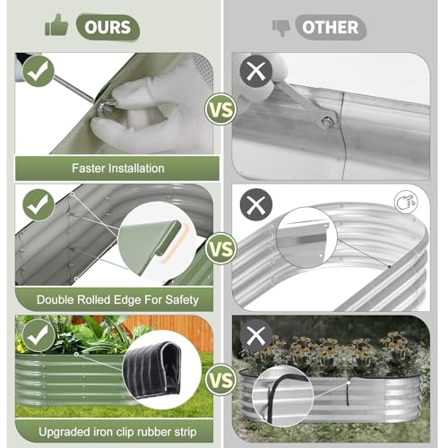 Galvanized Raised Garden Bed Outdoor- 4x2x1.4FT Planter Box, Green - color: Green, size: 4x2x1.4ft