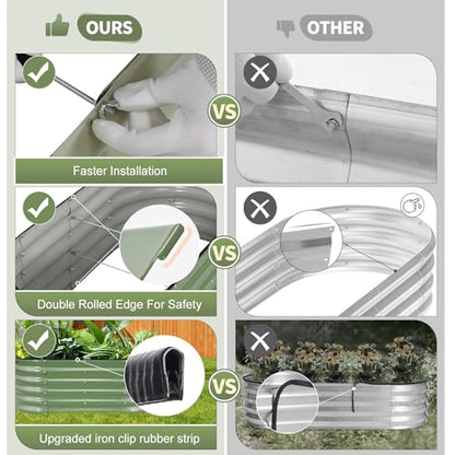 Galvanized Raised Garden Bed Outdoor- 4x2x1.4FT Planter Box, Green - color: Green, size: 4x2x1.4ft