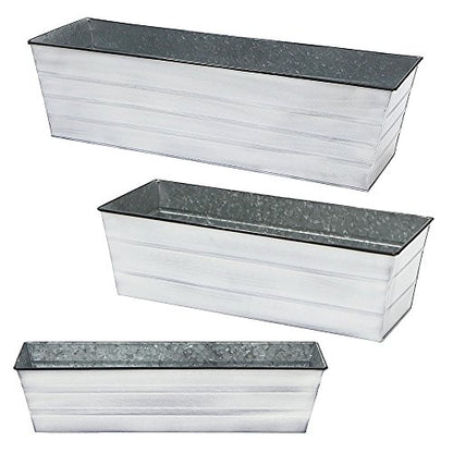 Achla Designs Galvanized Window Flower Box Planter-Cape Cod White-Small (22" L x 6" W x 5" H) - color: White, size: Small