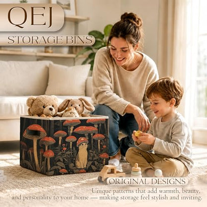 Cat Storage Basket Bin, Cat Lover Gifts - color: Mushroom cat