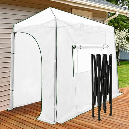 EAGLE PEAK 10x5 Easy Setup Pop Up Greenhouse, Lean-to Design, Clear/White - color: Clear/White, size: 10x5