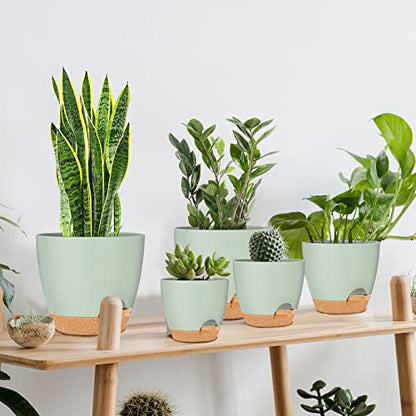 GARDIFE 5/5.5/6/6.5/7 Inch Self Watering Planters, Green - color: 7-green, size: 7/6.5/6/5.5/5 inch|5 pcs