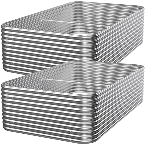 2 Pack Tall 8ft Galvanized Raised Garden Bed Outdoor, Metal Garden Bed for Vegetables, Above Ground Garden Box for Flower, Steel Raised Beds for Gardening - 8x3ft - size: 8x3ft