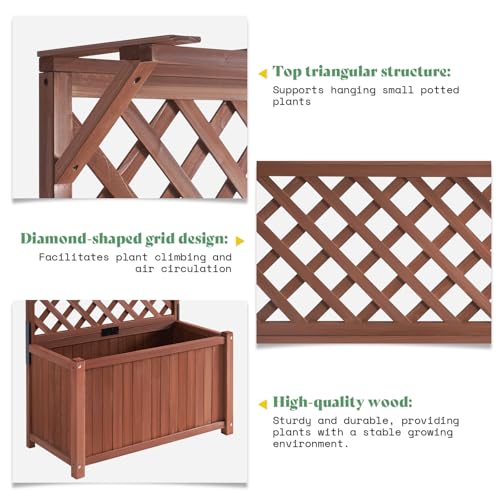 AMERLIFE Raised Garden Bed with 71" Trellis, Privacy Planter for Planting